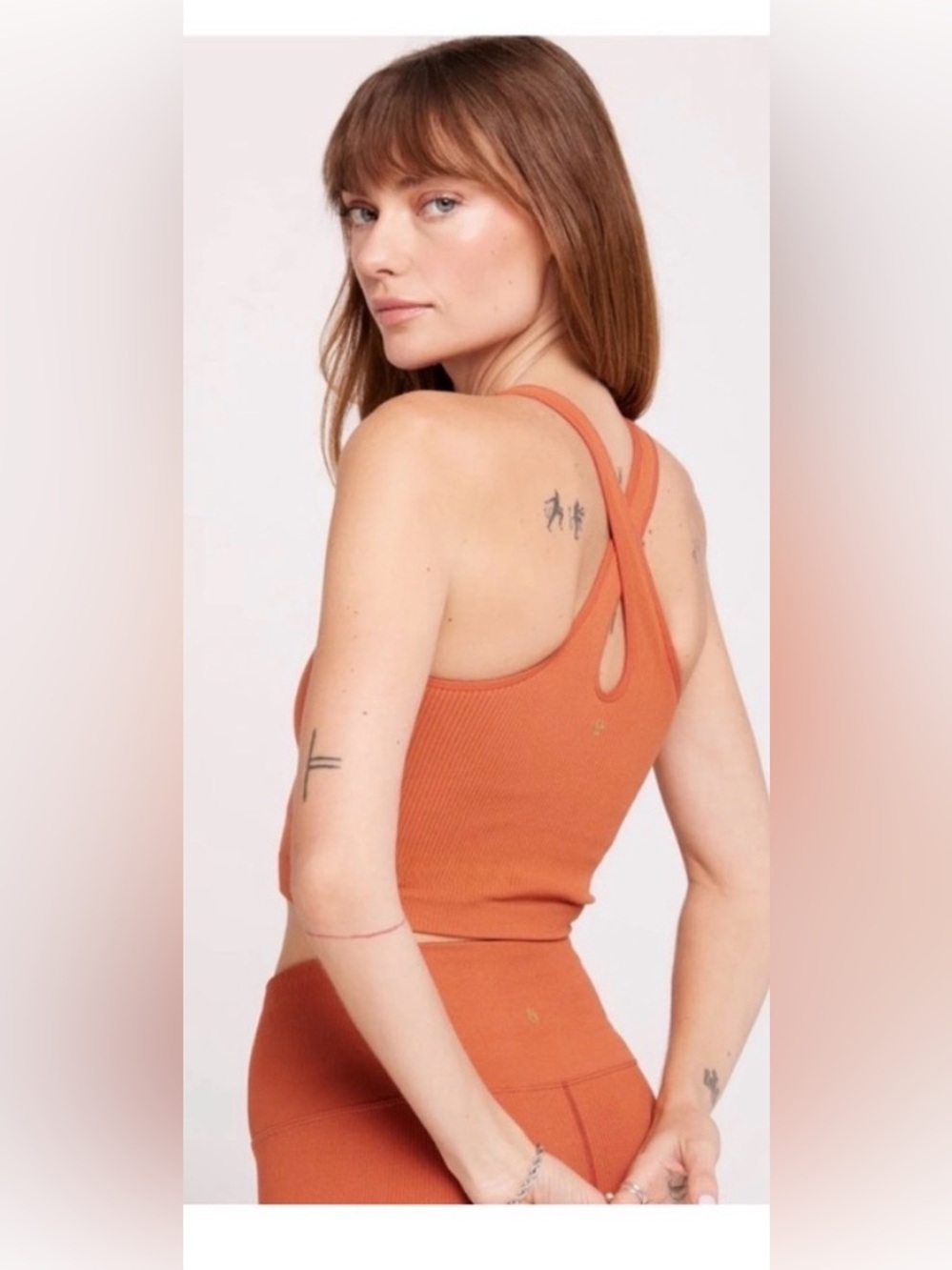Spiritual Gangster  Athena Ribbed Crop Tank - spiced ginger🚨